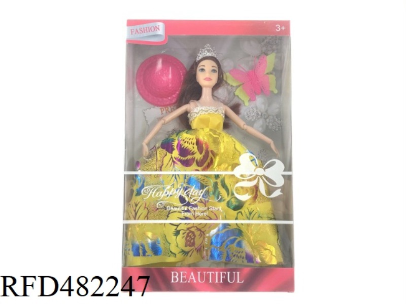 11.5 INCH 9 JOINTS SOLID BARBIE BOX WITH HAT CROWN HAIR CLIP
