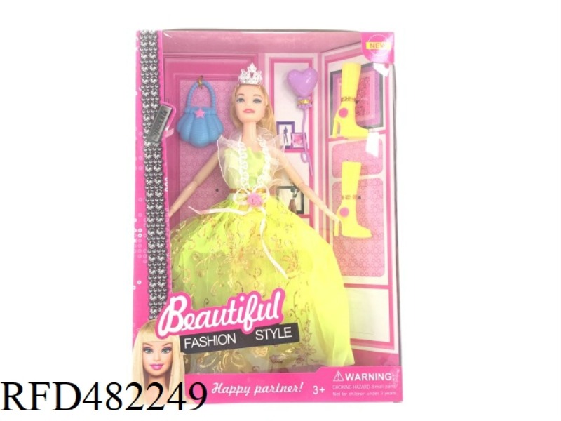 11.5 INCH 9 JOINTS SOLID BODY BARBIE BOX WITH HANDBAG BALLOON SHOES CROWN