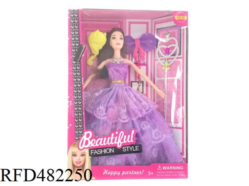 11.5 INCH 9 JOINT SOLID BODY BARBIE BOX WITH MAGIC WAND COMB HAIR CLIP