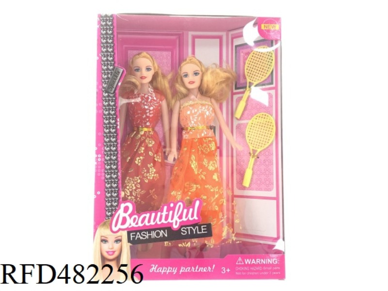 11.5 INCH EMPTY BARBIE BOXED SISTERS DOUBLE RACKET