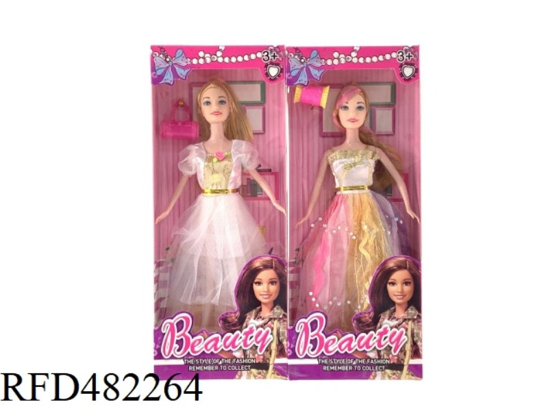11.5 INCH 5 JOINT BOXED FASHION BARBIE DOLL WITH HANDBAG TWO MIXED