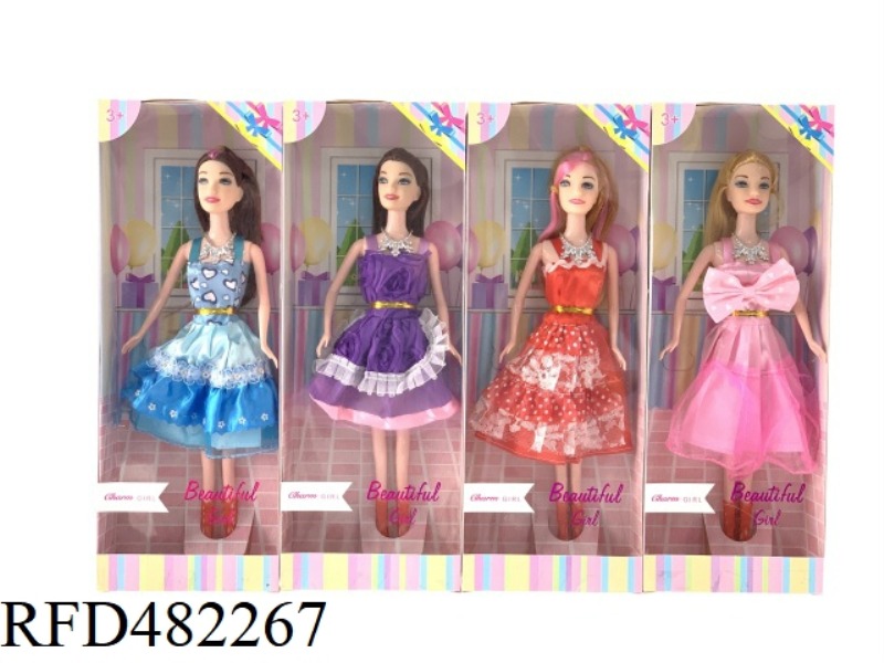 11.5 INCH 5 JOINT BOXED FASHION BARBIE DOLL WITH NECKLACE SHOES 4 MIXED