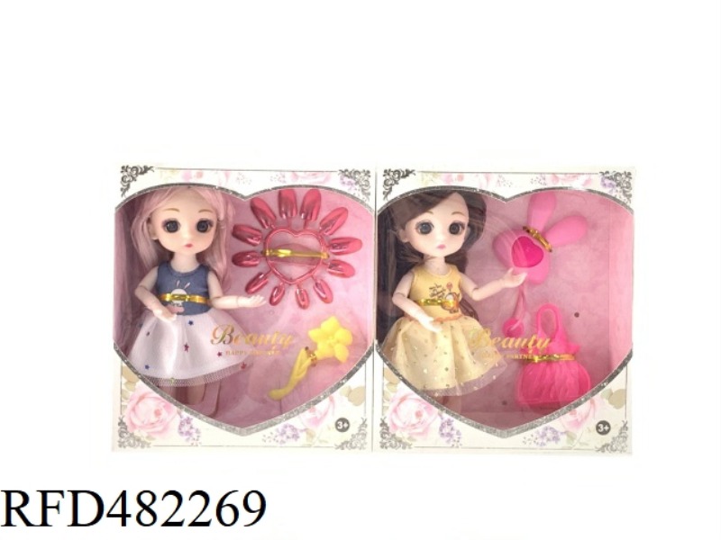 6 INCH 12 JOINT FASHION SUIT BARBIE DOLL WITH HAIRPIN PHONE COMB MIRROR 2 MIXED