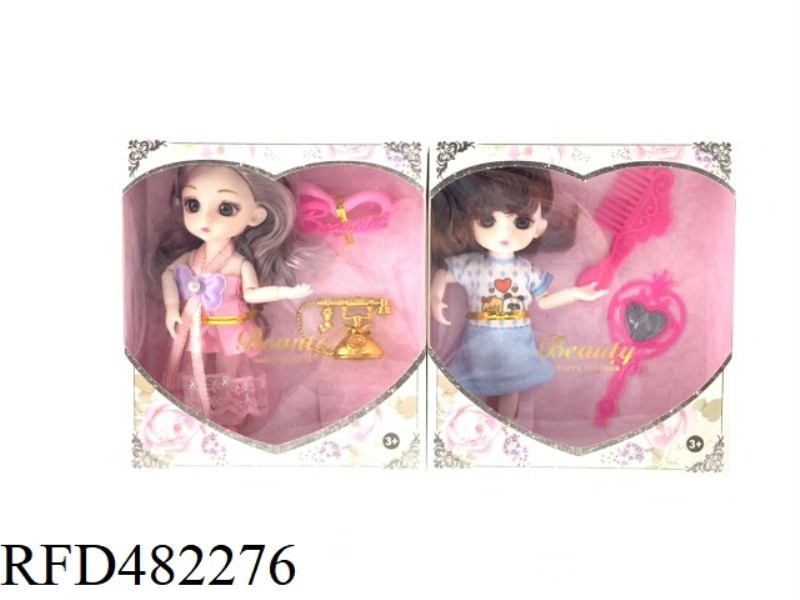 6 INCH 12 JOINT FASHION SUIT BARBIE DOLL WITH HAIRPIN PHONE COMB MIRROR 2 MIXED