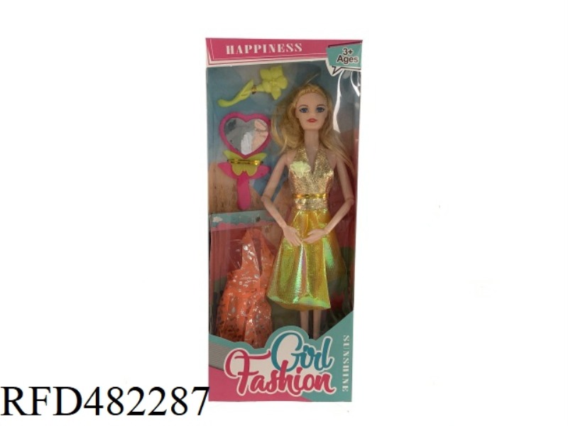 11.5 INCH 9 JOINTS SOLID BARBIE FASHION SET WITH COMB DRESS