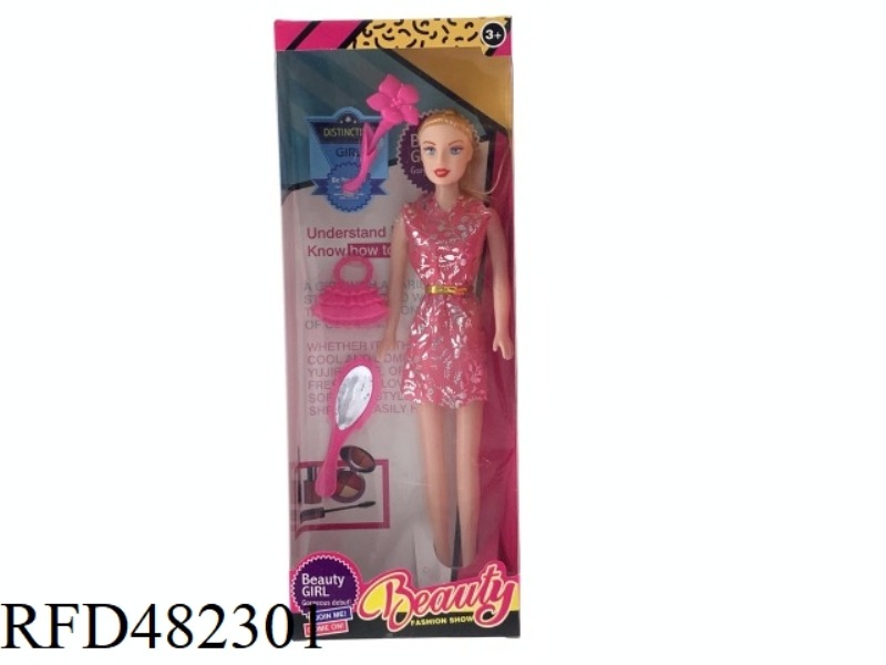 11.5 INCH EMPTY FASHION BARBIE DOLL WITH HANDBAG COMB MIRROR