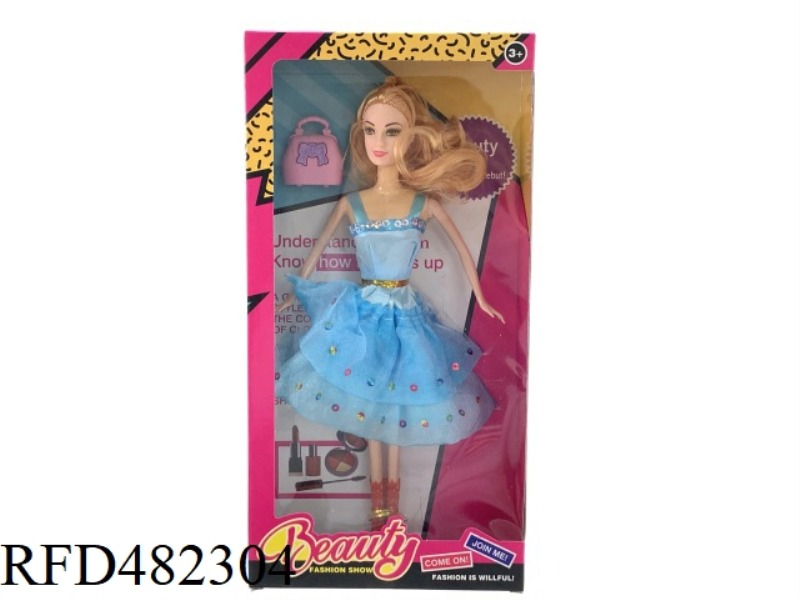 11.5 INCH 6 JOINTS HEAVY BODY FASHION BARBIE DOLL WITH HANDBAG
