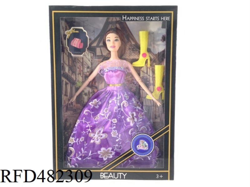 11.5 INCH 9 JOINTS HEAVY BODY FASHION EVENING DRESS BARBIE WITH SHOES