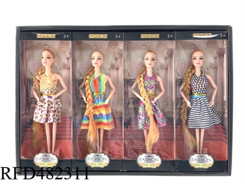 11.5 INCH 6 JOINTS HEAVY BODY FASHION BARBIE DOLL 4PCS