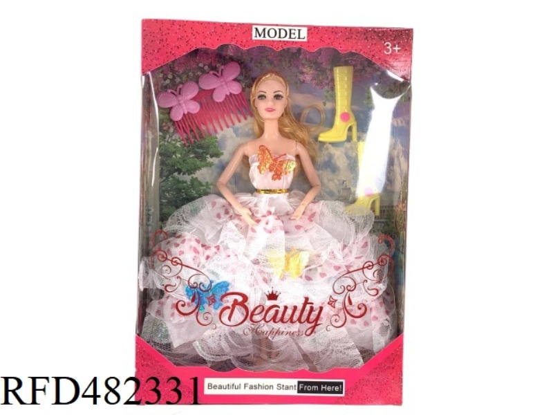 11.5 INCH FASHION EVENING DRESS SOLID BODY 9 JOINTS BARBIE DOLL WITH HAIRPIN SHOES