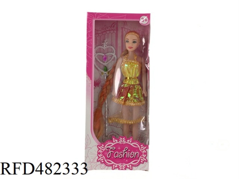 11.5 INCH EMPTY BODY BEAUTIFUL AND FASHIONABLE 12 INCH LONG BRAIDED BARBIE DOLL WITH MAGIC WAND