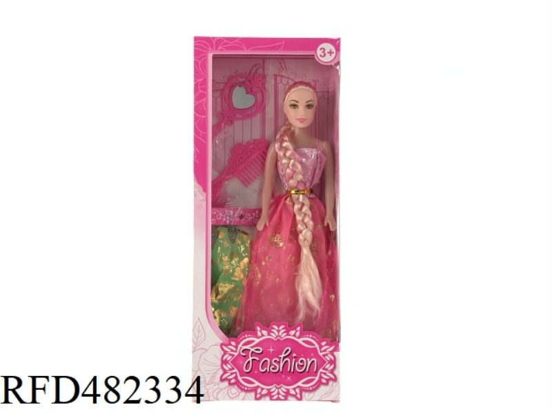 11.5 INCH EMPTY BODY BEAUTIFUL FASHION 12 INCH LONG BRAID BARBIE DOLL WITH COMB CLOTHES ONE PIECE
