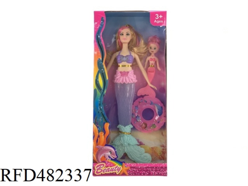 11.5 INCH FASHION SOLID BODY MUSIC LIGHT MERMAID WITH SWIMMING RING 3.5 MERMAID
