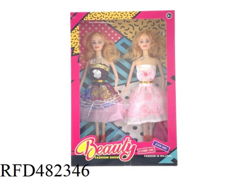 11.5 INCH FIVE JOINTS SOLID FASHION DOUBLE BARBIE SET WITH SHOES NECKLACE