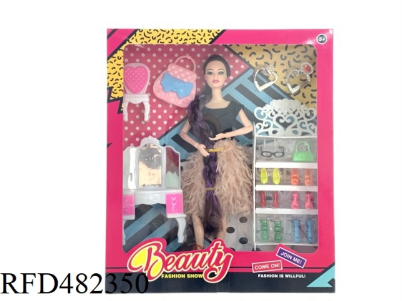 11.5 INCH ELEVEN JOINTS SOLID BODY TWELVE INCH LONG DISCRIMINATION FASHION BARBIE DOLL WITH SHOE CAB
