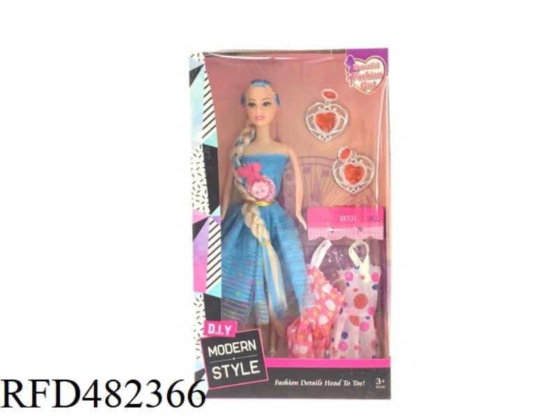11.5 INCH FIVE-JOINT SOLID BARBIE SET WITH LARGE EARRINGS