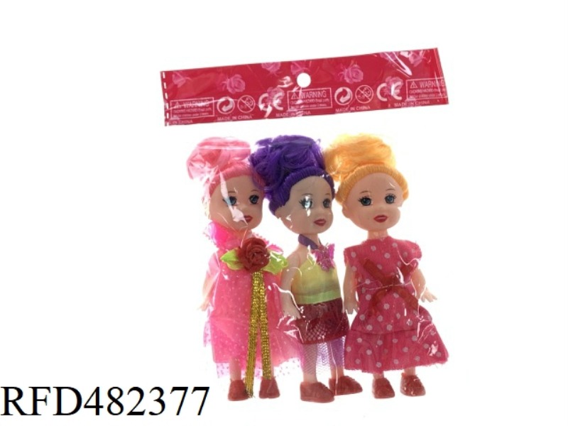 3.5 INCH FASHION SOLID BARBIE OPP BAG 3 PACK