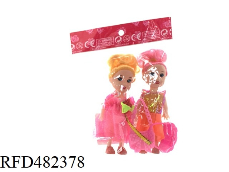 3.5 INCH FASHION SOLID BODY BARBIE OPP BAG 2 ASSEMBLED CLUTCH