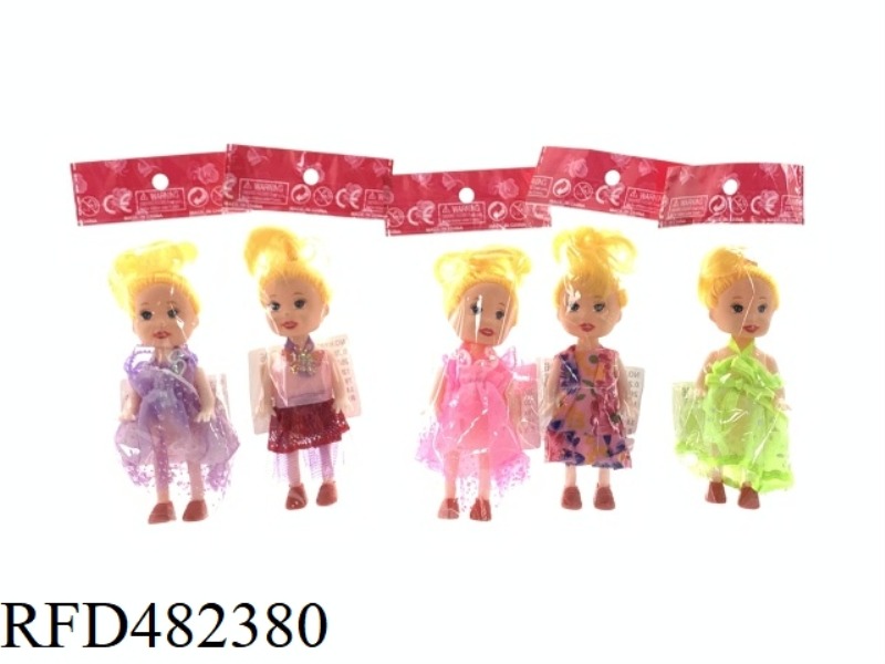 3.5 INCH FASHION SOLID BODY BARBIE OPP BAG 1 PACK OF 5 MIXED