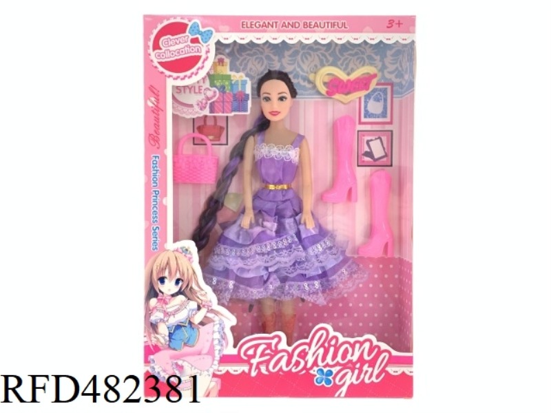 11.5 INCH EMPTY BODY 12 INCH LONG DISCRIMINATING FASHION BARBIE DOLL SET WITH HAIRPIN SHOES HANDBAG
