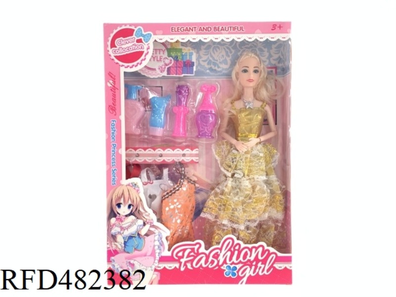 11.5 INCH NINE JOINTS SOLID FASHION BARBIE SET WITH CLOTHING ACCESSORIES NECKLACE