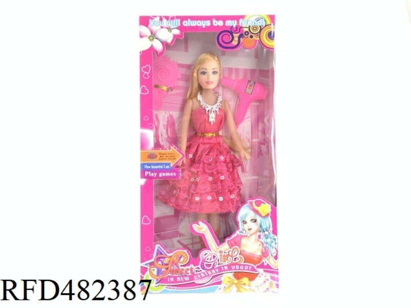 11.5 INCH EMPTY BODY FASHION EVENING DRESS BARBIE DOLL SET WITH NECKLACE COMB HAIR DRYER SHOES