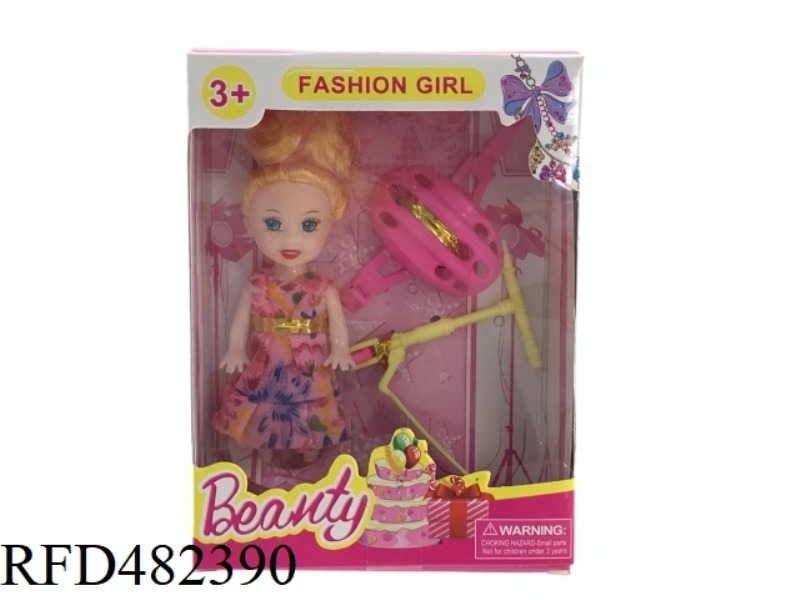 3.5 INCH SOLID BODY FASHION BARBIE DOLL WITH BICYCLE