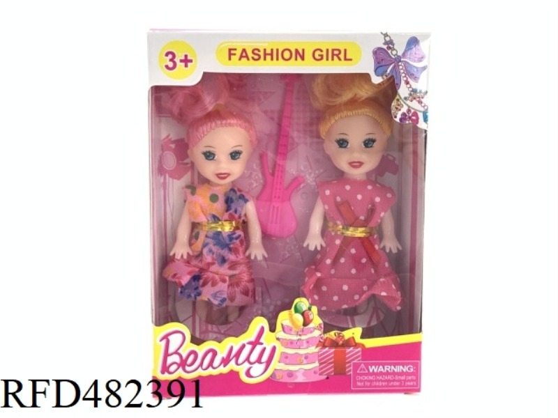 3.5 INCH SOLID BODY FASHION DOUBLE BARBIE DOLL WITH GUITAR