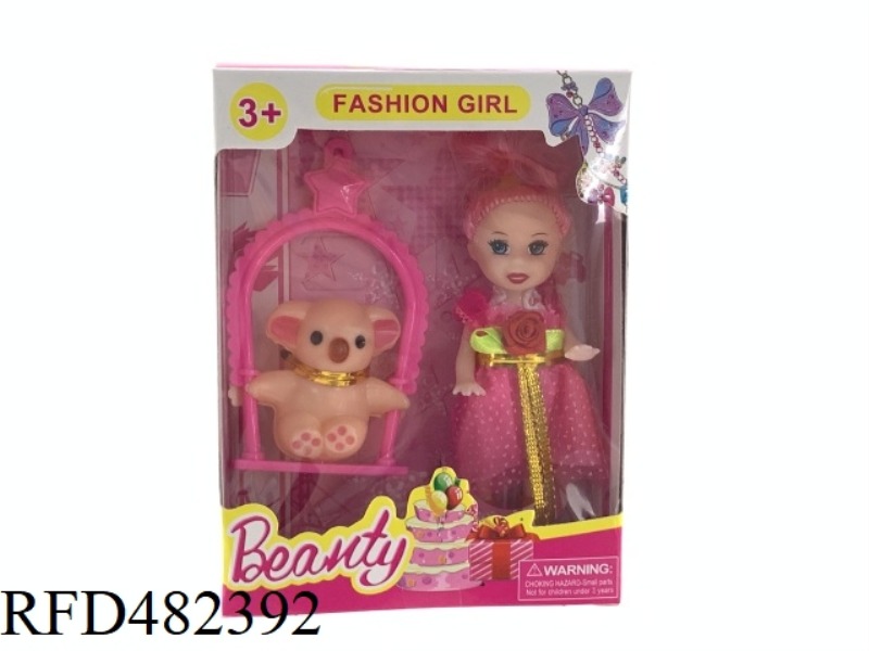 3.5 INCH SOLID BODY FASHION BARBIE DOLL WITH BEAR