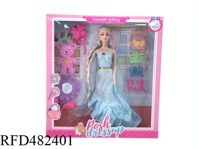 11.5 INCH BIG FEET FIVE JOINTS SOLID BODY FASHION CLOTHING BARBIE DOLL SET WITH GLASSES EARRINGS COM