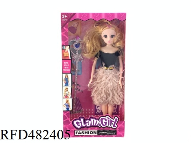 11.5 INCH FIVE-JOINT SOLID BODY 3D ARTIFICIAL EYE BARBIE DOLL SET WITH CROWN