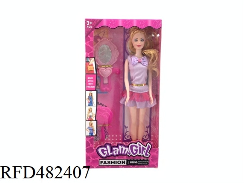 11.5 INCH FIVE-JOINT SOLID BODY BARBIE DOLL SET WITH COMB AND MIRROR