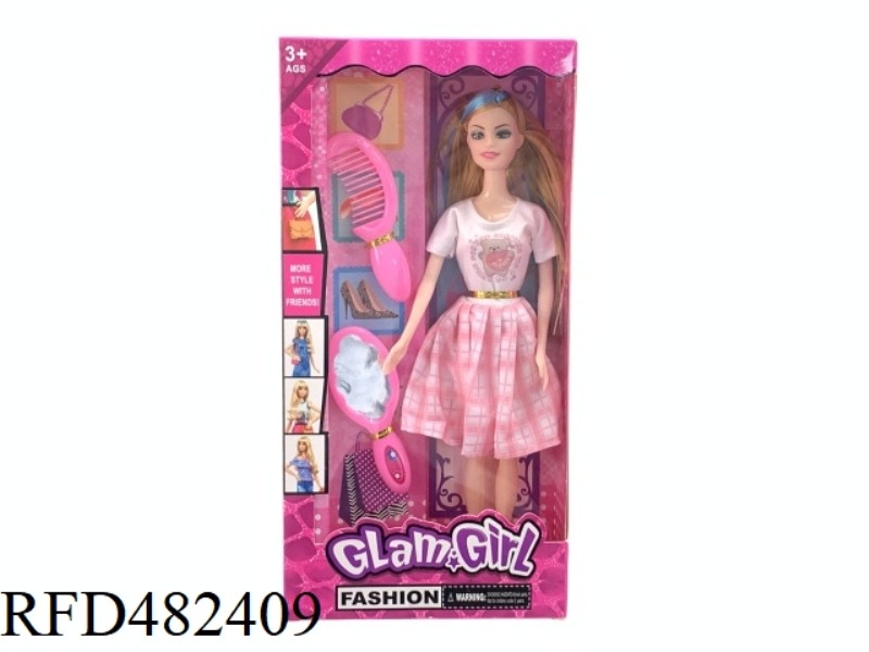 11.5 INCH FIVE-JOINT SOLID BODY BARBIE DOLL SET WITH COMB AND MIRROR