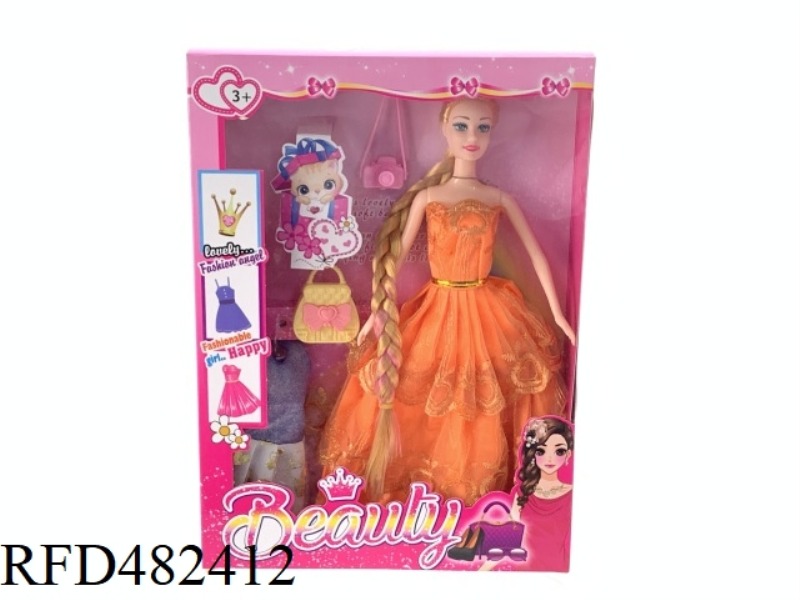 11.5 INCH BIG FEET FIVE JOINTS SOLID BODY FASHION DRESS BARBIE DOLL SET WITH CAMERA HANDBAG