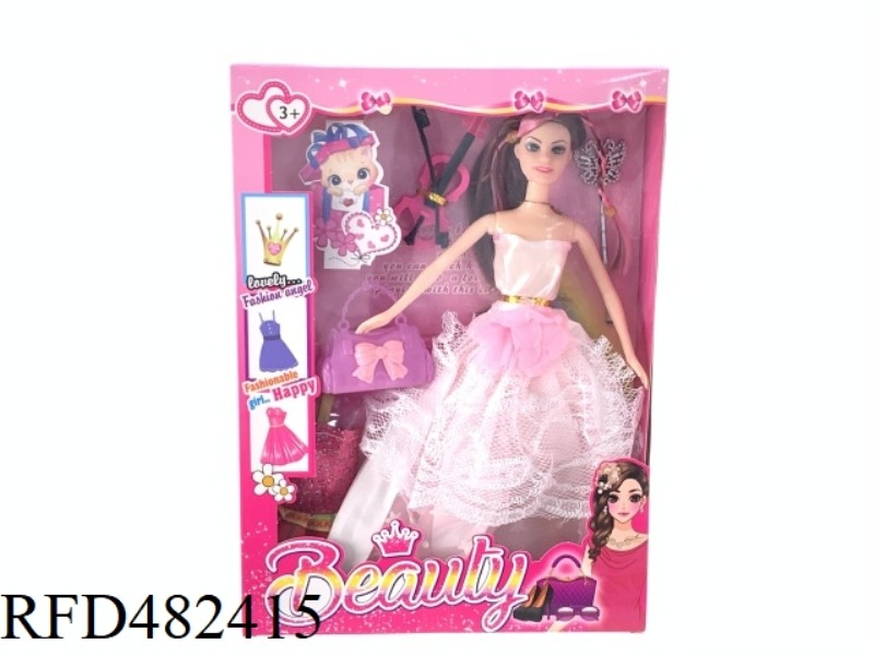 11.5 INCH BIG FEET FIVE JOINTS SOLID BODY FASHION CLOTHING BARBIE DOLL SET WITH HANDBAG GUITAR CLOTH