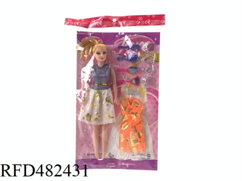 11.5 INCH EMPTY BODY FASHION BEAUTIFUL GIRL BARBIE DOLL SET WITH CLOTHING AND ACCESSORIES