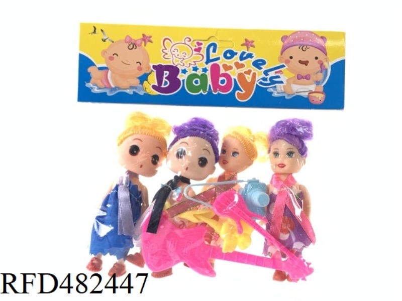 2 CONFUSED DOLLS WITH 2 LITTLE BARBIES