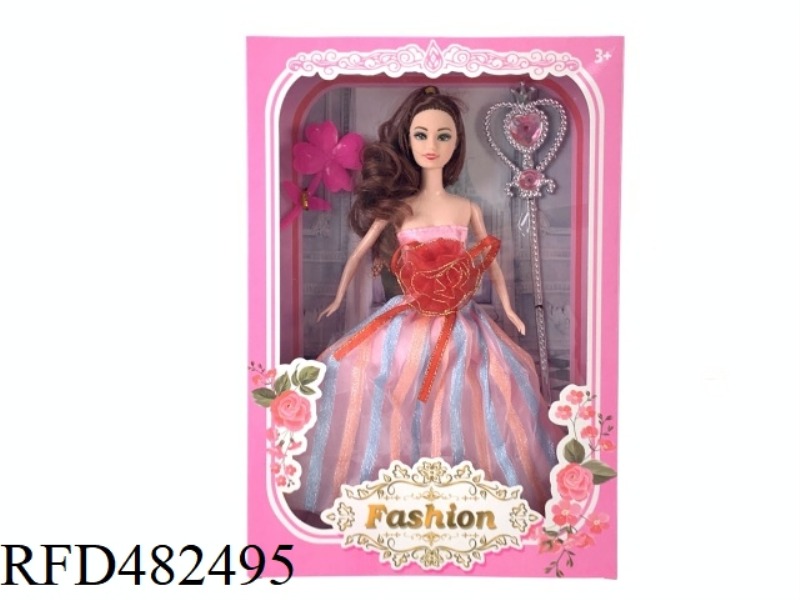 11.5 INCH SOLID BODY FASHION BEAUTIFUL GIRL BARBIE SET WITH COMB MAGIC WAND