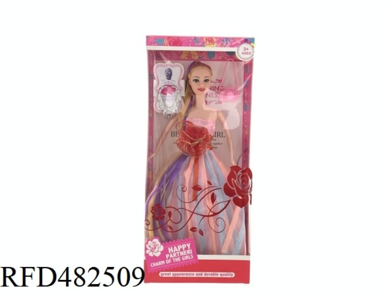 11.5 INCH SOLID BODY FASHION BEAUTIFUL GIRL BARBIE DOLL SET WITH NECKLACE CAMERA