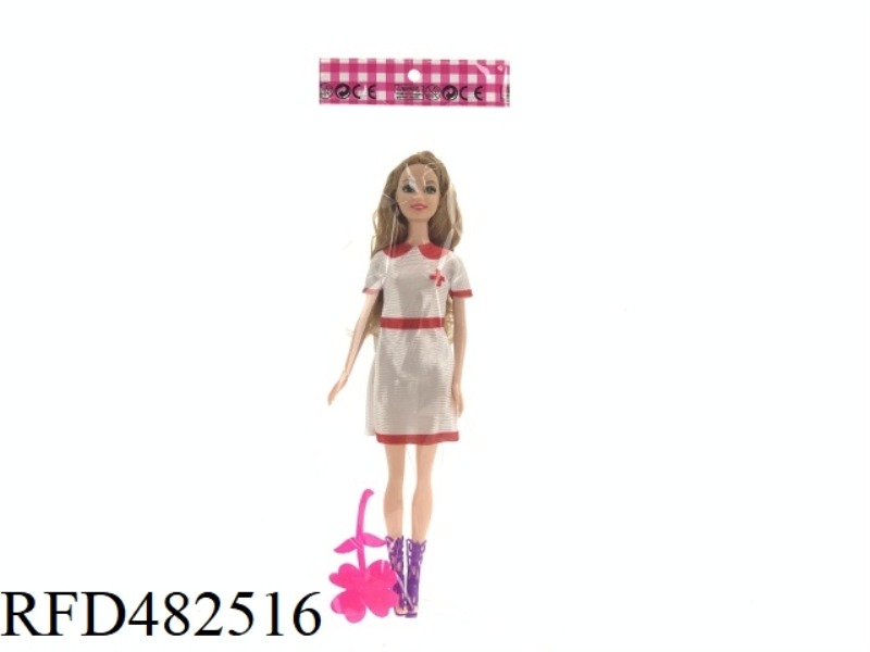11.5 INCH SOLID NURSE DRESS BARBIE SET WITH COMB
