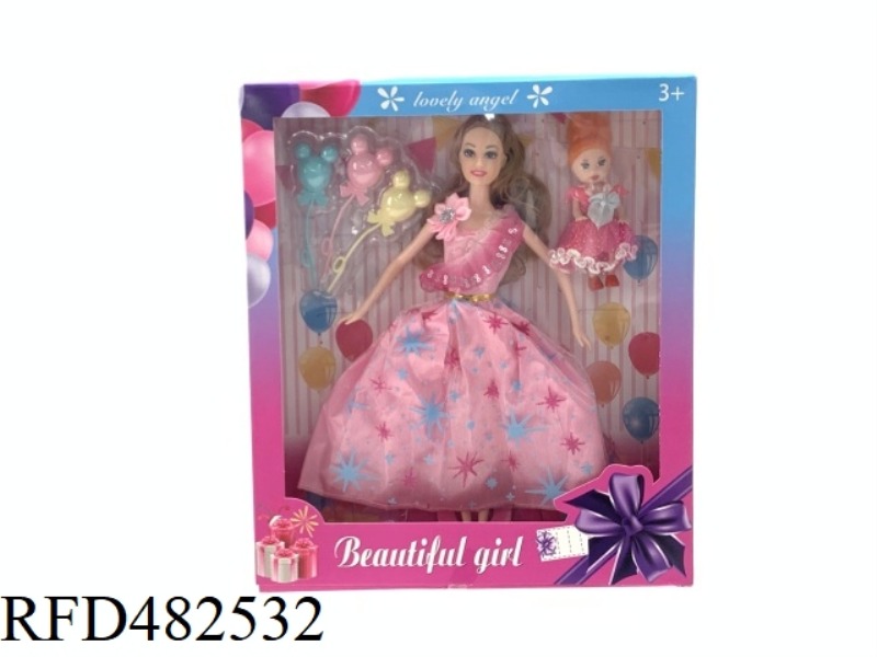 11.5 INCH FULL BODY FASHION BEAUTIFUL GIRL BARBIE DOLL WITH 3.6 INCH LITTLE KELLY AND BLISTER BEAUTY