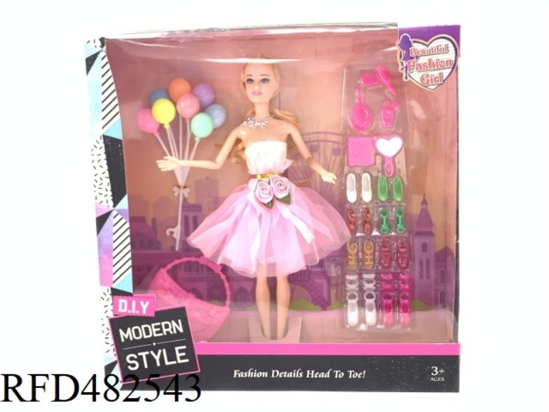 11.5 INCH FASHION BEAUTIFUL GIRL SOLID BODY 9 JOINT FASHION BARBIE DOLL WITH BALLOON BIG HAND PACKIN