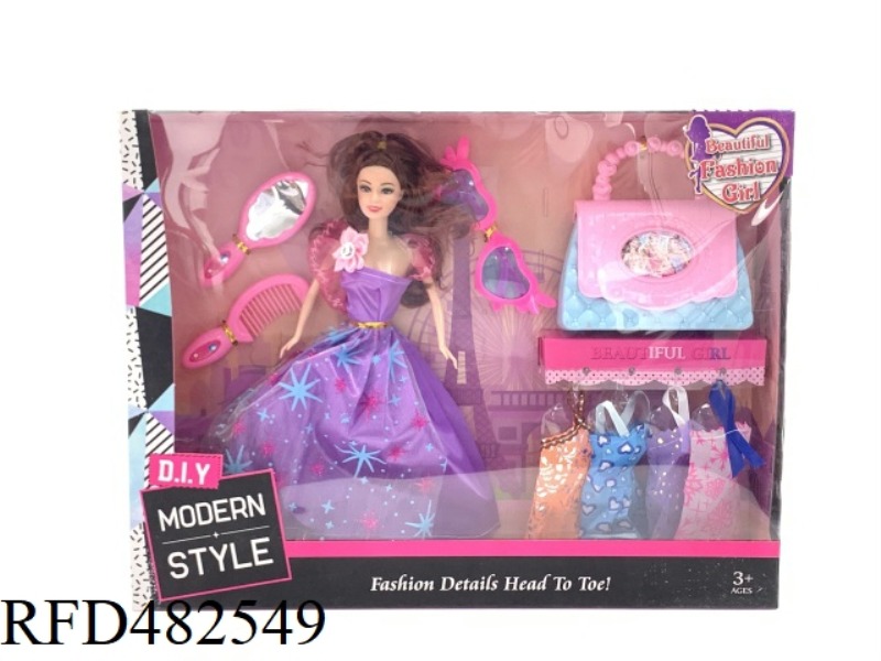 11.5 INCH FASHION BEAUTIFUL GIRL SOLID BODY 5 JOINTS FASHION EVENING DRESS BARBIE DOLL WITH GLASSES