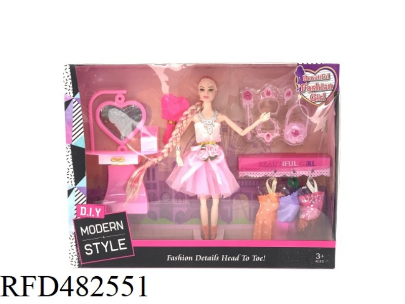 11.5 INCH FASHION BEAUTIFUL GIRL SOLID BODY 11 JOINT FASHION SKIRT BARBIE DOLL WITH DRESSER COMB NEC