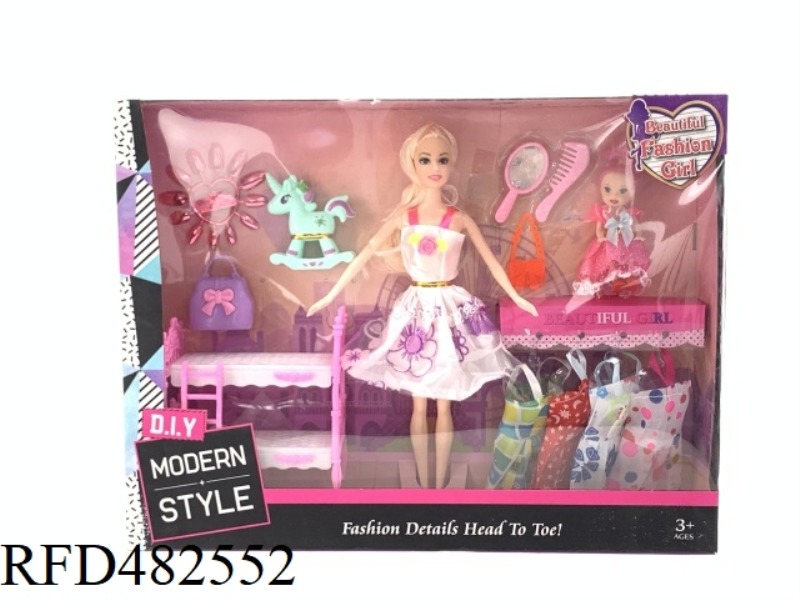 11.5 INCH FASHION BEAUTIFUL GIRL SOLID BODY 9 JOINT FASHION SKIRT BARBIE DOLL WITH TROJAN HORSE SUN