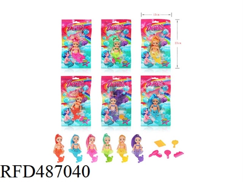 SINGLE 5-INCH MERMAID WITH SMALL ACCESSORIES (6 MIXED)