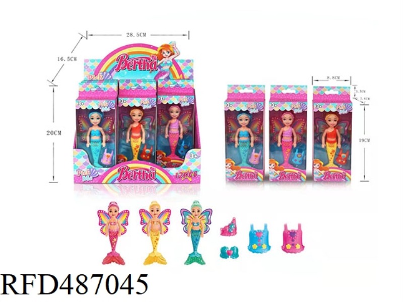 6.5-INCH MERMAID WITH WINGS AND ACCESSORIES (12 PIECES/DISPLAY BOX,3 MIXED)