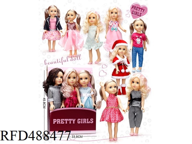 18 INCH WHOLE BODY LINED GLUE GIRL, HAIR STYLE RANDOM (A BOX OF 3 MIXED) 3PCS