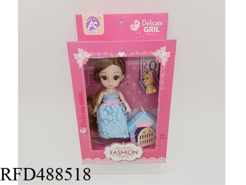 6 INCH DOLL WITH DOG HOUSE