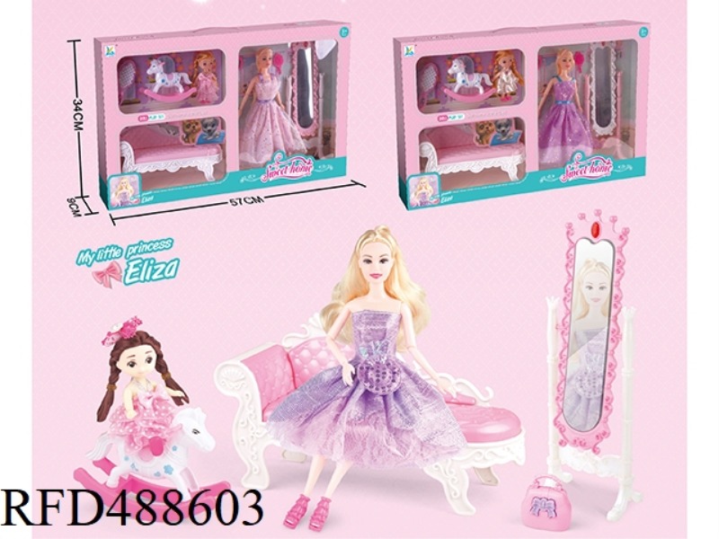 PRINCESS CHAIR FULL LENGTH MIRROR WITH 11-JOINT BARBIE